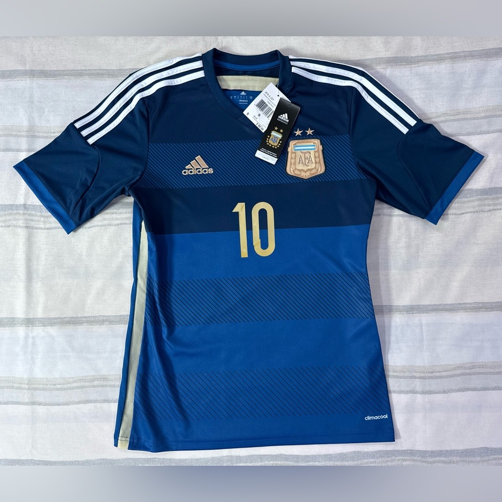 Adidas Messi Argentina 2014 WORLD CUP FINAL Away Soccer Jersey Shirt Camiseta S